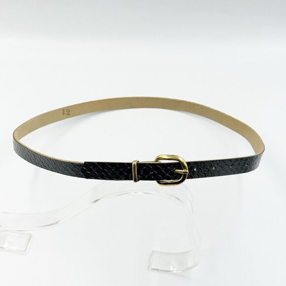 Women Gold Buckle Snakeskin Pattern Dress Belt Slim Wide Size 12 - Picture 14 of 15